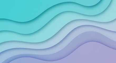 Abstract paper cut design featuring layered wavy shapes in shades of blue and purple.