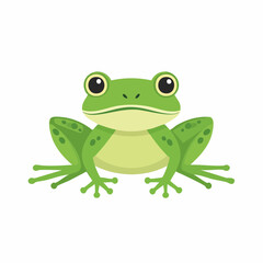 Cute Green Frog Cartoon Illustration with Big Eyes and Spotty Skin on White Background