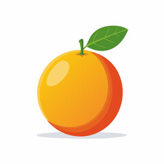 Vibrant and Fresh: A Digitally Illustrated Orange with Green Leaf on White Background