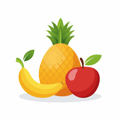 Vibrant fruit medley displaying pineapple, banana, and apple for a healthy lifestyle