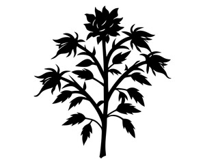 Withered plant vector silhouette illustration isolated on white background