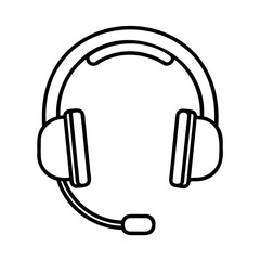 Black outline headset with microphone headphones audio
