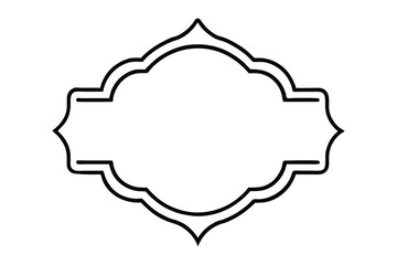 Black ornate Islamic geometric frame with floral elements and empty space Islamic art Islamic frame