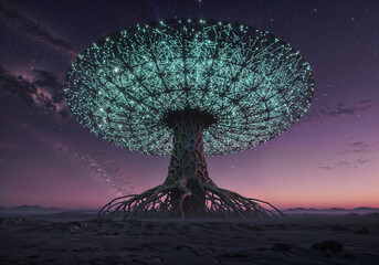 a huge mushroom-shaped observatory on an unknown planet . Generative AI