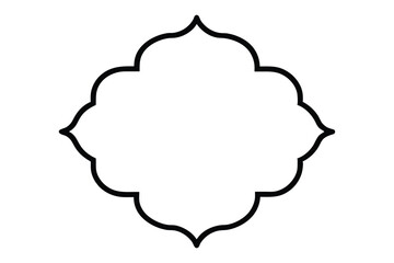 Black ornate quatrefoil frame silhouette on white background border decorative 1