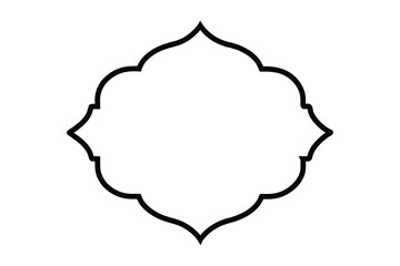 Black ornate quatrefoil frame silhouette on white background border decorative 3