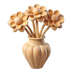 wooden vase with wooden flowers
