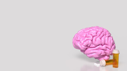 The Brain and drug for medical or sci concept 3d Rendering.