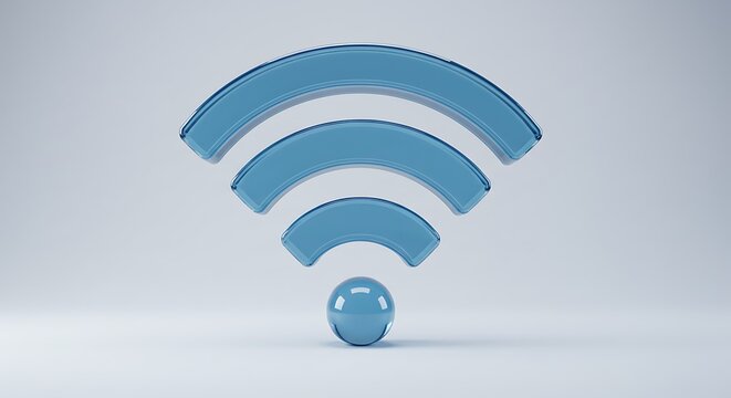 Blue wi fi signal icon isolated on white background