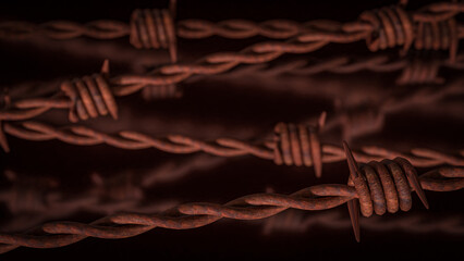 The Barbed wire Rusty for Abstract Background 3d Rendering.