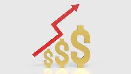 The Gold Dollar and Arrow up for Business concept 3d Rendering.