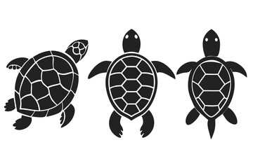 Obraz premium set of Turtle vector silhouette illustration isolated on white background