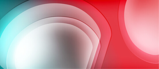 Fototapeta premium Abstract layers blend vibrant colors. Red, white, turquoise create flowing shapes, modern design. Smooth gradients suggest depth, movement.