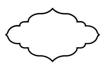 Black ornate quatrefoil frame with scalloped edges and pointed cusps border decorative