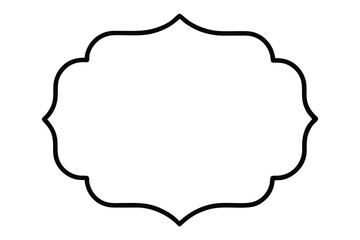 Black ornate scalloped border frame silhouette on white background decorative