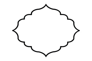 Black ornate scalloped frame silhouette on white background border decorative 1