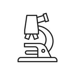 Microscope icon. Microscope icon in simple flat outline design. Icon symbol for laboratory, chemistry, research, biology, science, medical and more. Vector illustration.