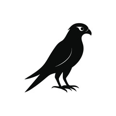 Sleek Black Falcon Silhouette - Majestic Hawk Bird Vector Icon