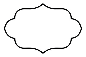 Black outline decorative ornate frame with scalloped edges on white background border