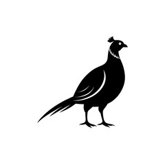 Elegant Black Pheasant Silhouette - Game Bird Vector Logo Design