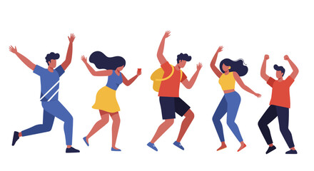 Diverse Festival Goers Dancing Flat Design
