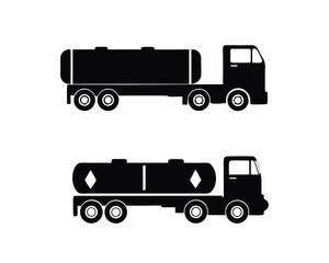 Tank truck icon vector silhouette illustration isolated on white background