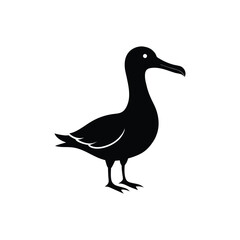Simple Black Duck Silhouette - Goose or Waterfowl Bird Vector Icon