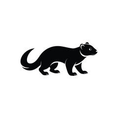 Sleek Black Weasel or Ferret Silhouette - Agile Mammal Vector Icon