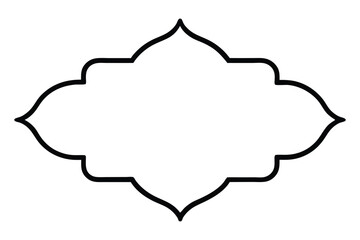 Black outline of a decorative arabesque frame on white background border ornamental