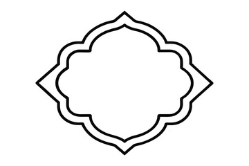 Black outline of a decorative arabesque frame with floral elements border ornamental