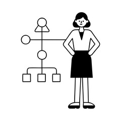 Woman presenting organizational chart flowchart business