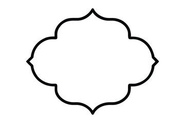 Black outline of a decorative quatrefoil frame on white background border ornamental