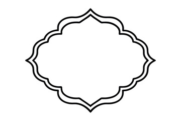 Black outline of a decorative quatrefoil frame with floral elements border ornamental