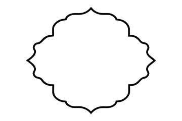 Black outline of a decorative quatrefoil frame with scalloped edges border ornamental 1