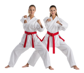 Two women in karate stance