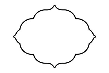 Black outline of a floral arabesque frame on white background border decoration 1