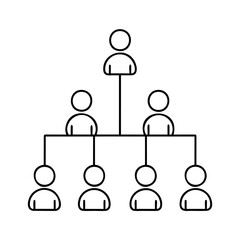 Organizational chart with people icons hierarchy business structure