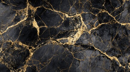 Rich black marble with striking gold veins creates a luxurious and artistic surface. Ideal for upscale interiors, this stone exemplifies sophistication and elegance in design applications.