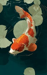 Minimalistic Poster Design for an Upcoming Koi Fish Film Event – Elegant and Modern Concept Featuring Japanese Aesthetic, Tranquil Water, and Stylized Fish Illustration