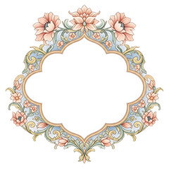 Elegant Floral Frame With Ornate Watercolor Flowers And Decorative Elements For Invitations And Designs
