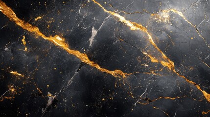 This surface features a sleek black marble pattern adorned with delicate gold veins, exuding elegance and sophistication ideal for upscale interior decor and design projects.