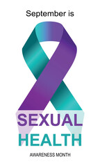 Sexual Health awareness month. Realistic Ribbon. Observed each year during September. Template for web banner, cards, prints, social media, poster, flyer, background design. For various media formats