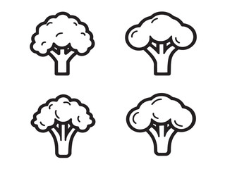 Fresh green broccoli icons in clean vector style