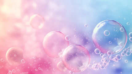 Abstract macro shot of bubbles with soft pastel colors and bokeh effect