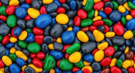 Vibrant Colorful Smooth Wet Pebbles Background Texture