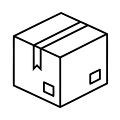 Isometric cardboard box with tape and markings package