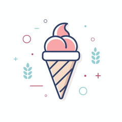 Modern Ice Cream Logo Design – Minimalist Vector Badge for Dessert Shops & Cafés Ice cream logo clipart set. Colorful cone ice cream icon clip art in pictogram style vector illustration color pastel	