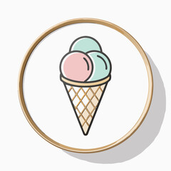 Modern Ice Cream Logo Design – Minimalist Vector Badge for Dessert Shops & Cafés Ice cream logo clipart set. Colorful cone ice cream icon clip art in pictogram style vector illustration color pastel	