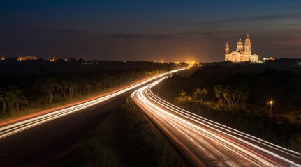 Paraguay Caacup&eacute; Pilgrimage Light Trails Panorama
