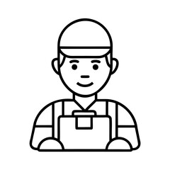 Delivery person holding package uniform